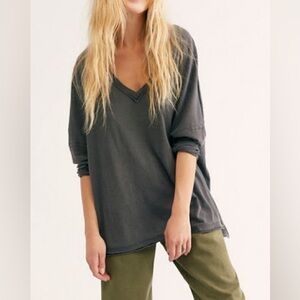 We the Free On My Mind V-Neck Top - XS, Washed Black